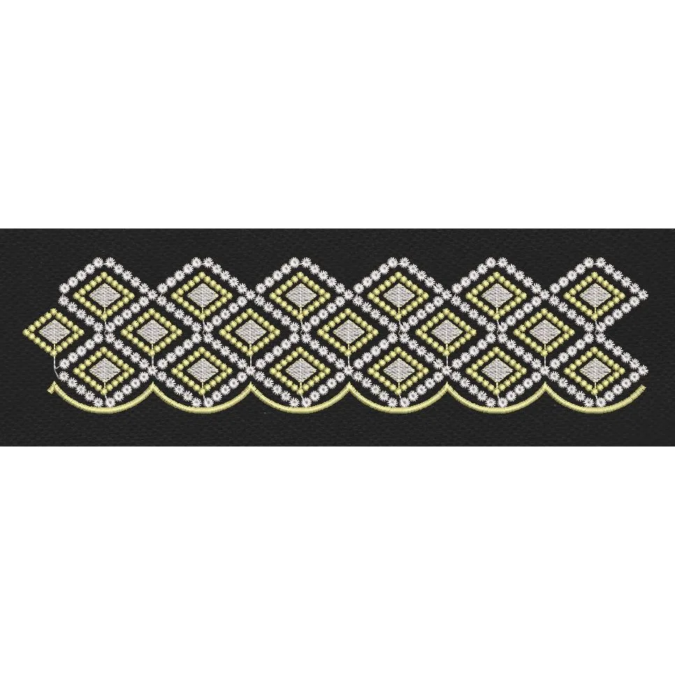 Floral Border Golden Embroidery Design