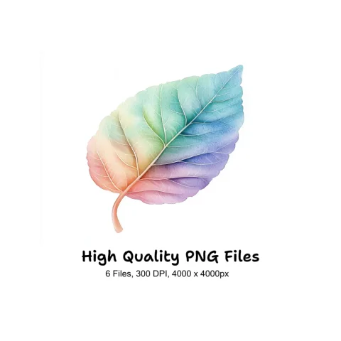 Rainbow Leaves Clipart Bundle
