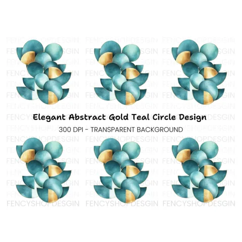 Geometric Teal Gold Abstract Clipart Bundle