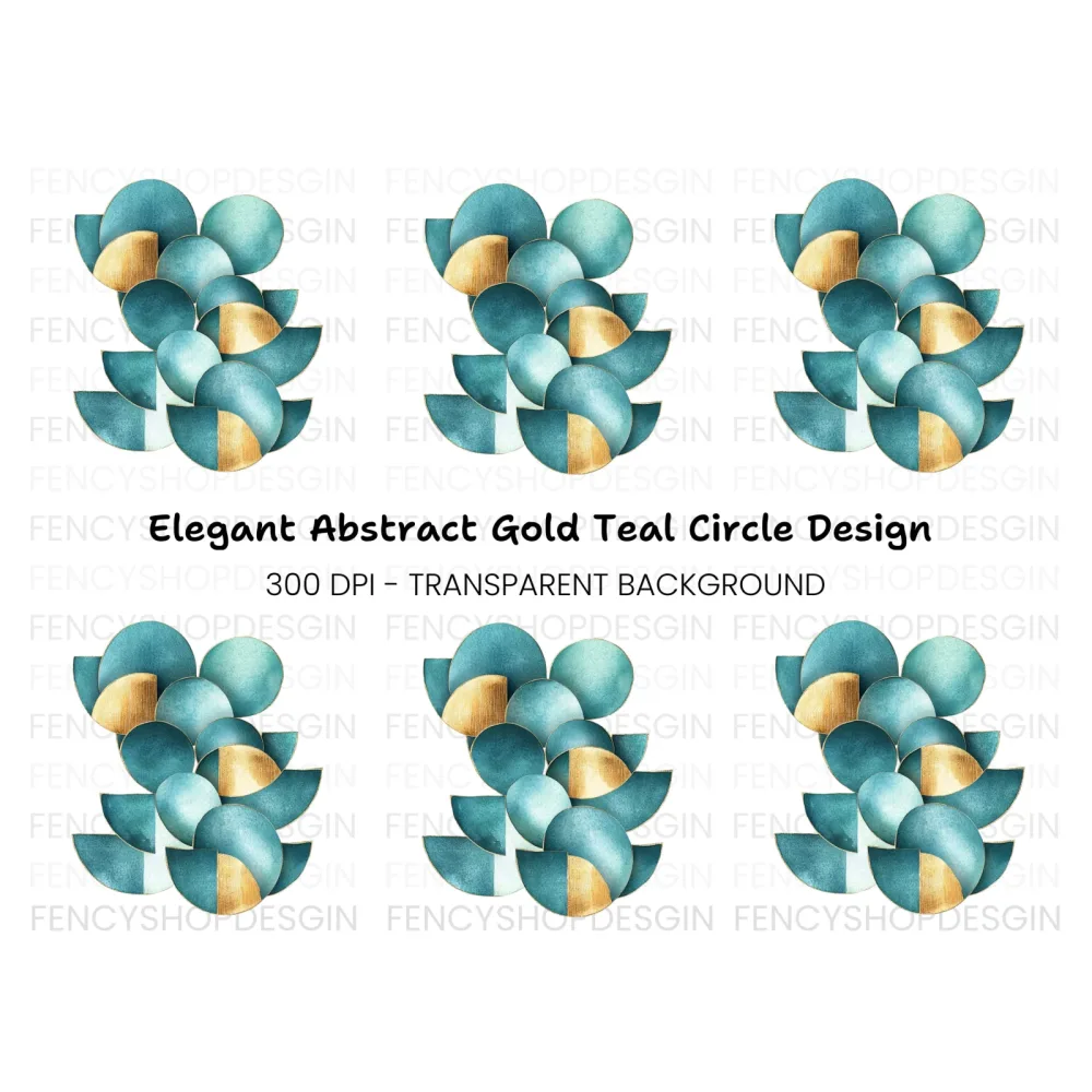Geometric Teal Gold Abstract Clipart Bundle