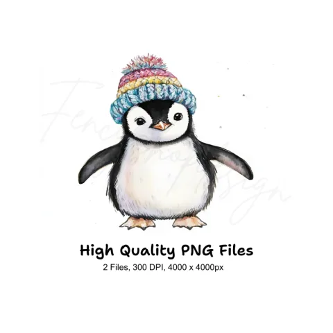 Cute Penguin Winter Hat Clipart Bundle