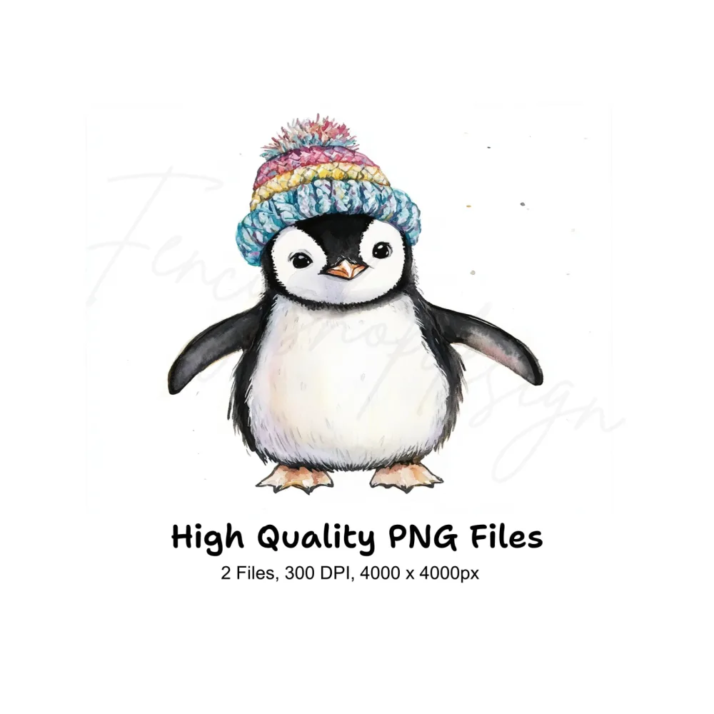 Cute Penguin Winter Hat Clipart Bundle