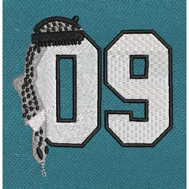 Number Nine White & Black Embroidery Design