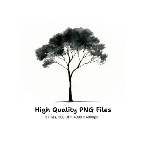 Monochromatic Tree Illustrations Clipart Bundle