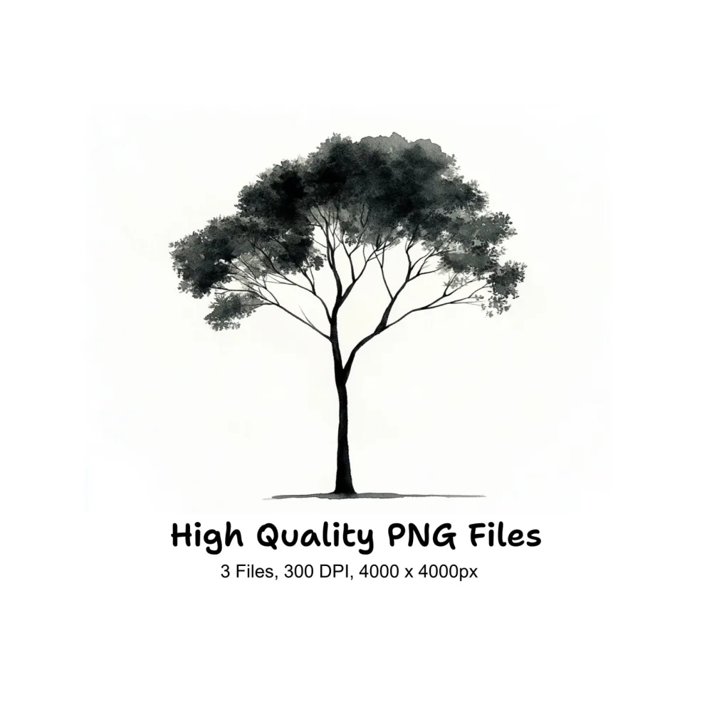 Monochromatic Tree Illustrations Clipart Bundle