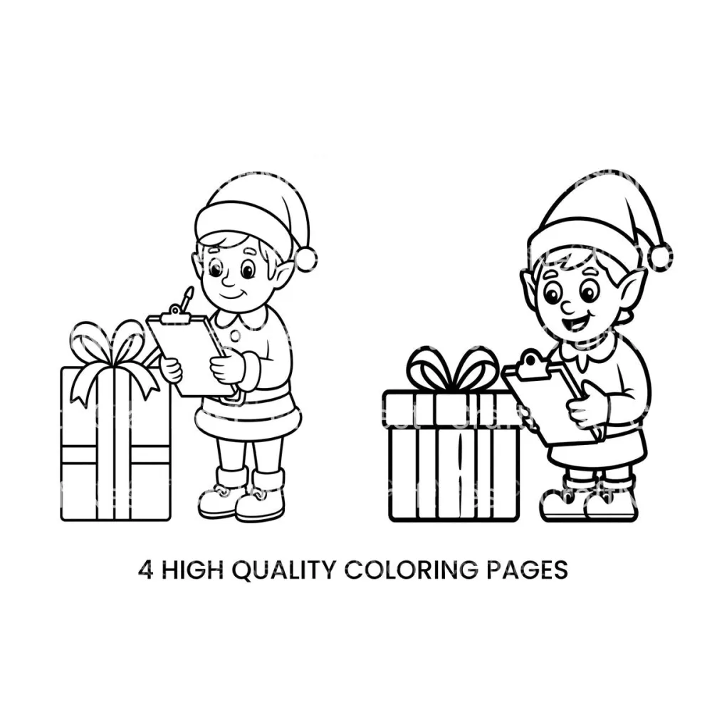 Christmas Elf With Gift Coloring Books