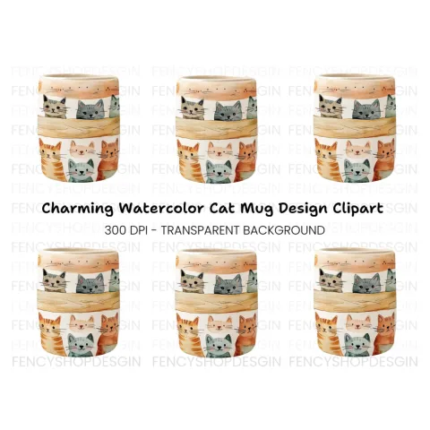 Cute Cat Faces Clipart Bundle