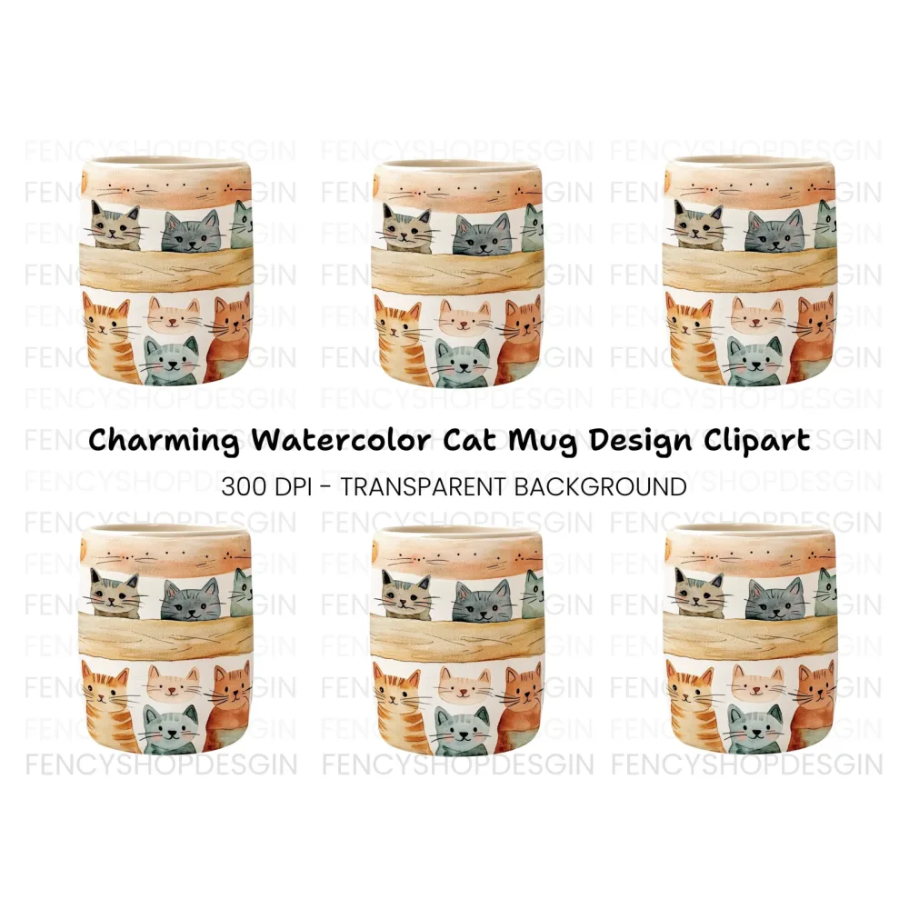 Cute Cat Faces Clipart Bundle
