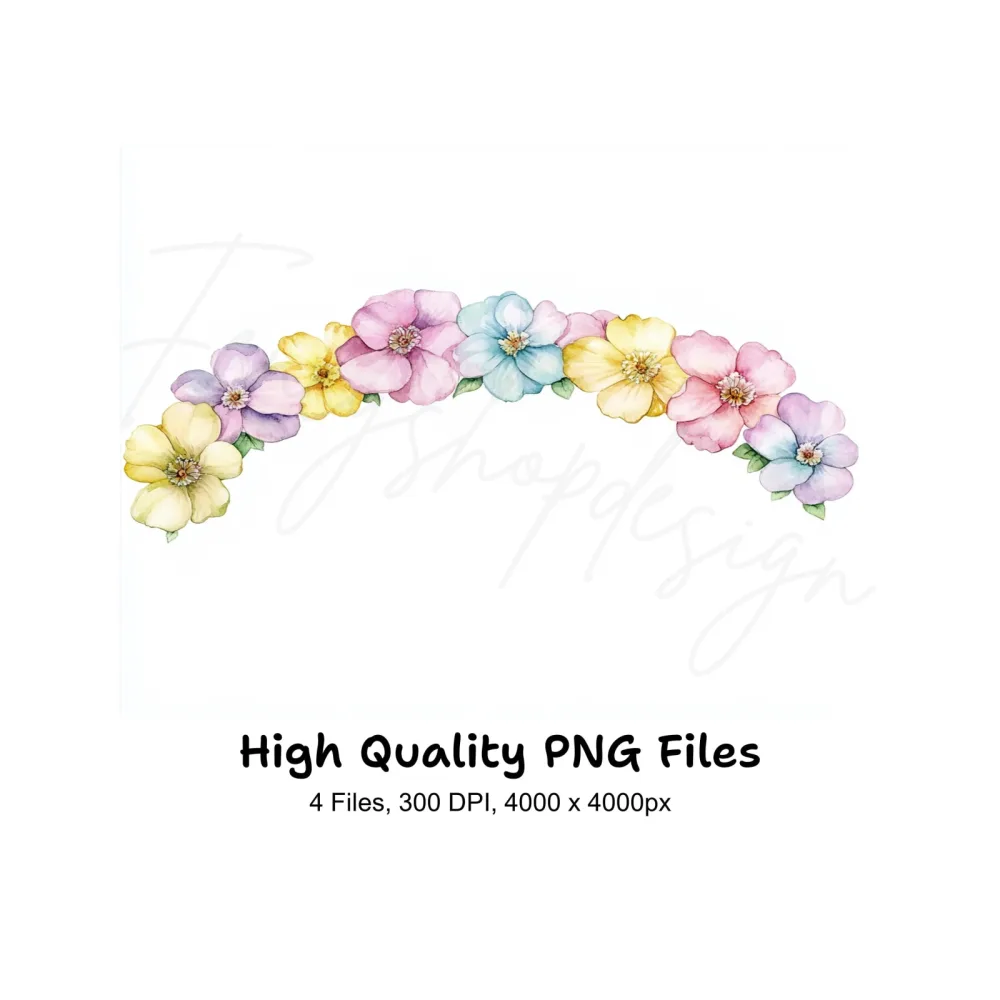 Floral Rainbow Clipart Bundle