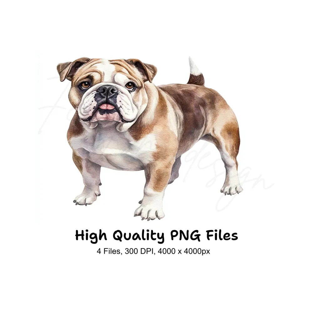 Cute Bulldog Dog Clipart Bundle