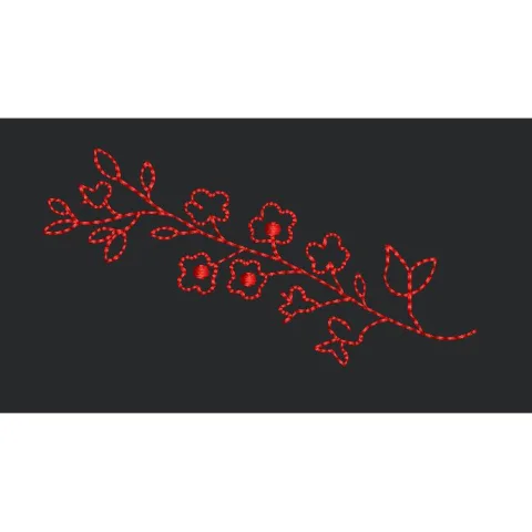 Red Flowers Branch Embroidery Design