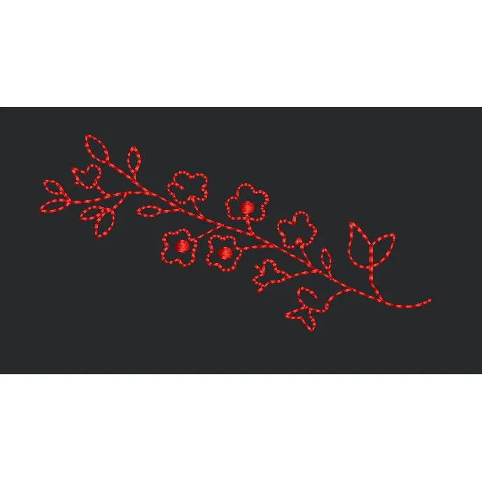 Red Flowers Branch Embroidery Design