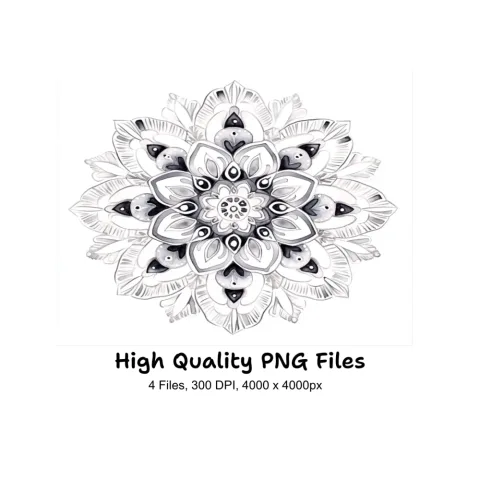 Elegant Monochrome Mandala Clipart Bundle