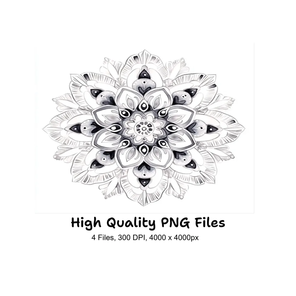 Elegant Monochrome Mandala Clipart Bundle