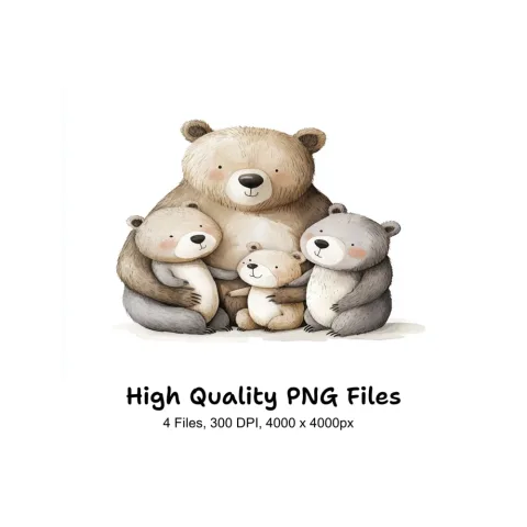Cute Bear Family Clipart Bundle