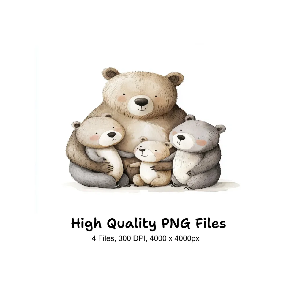Cute Bear Family Clipart Bundle