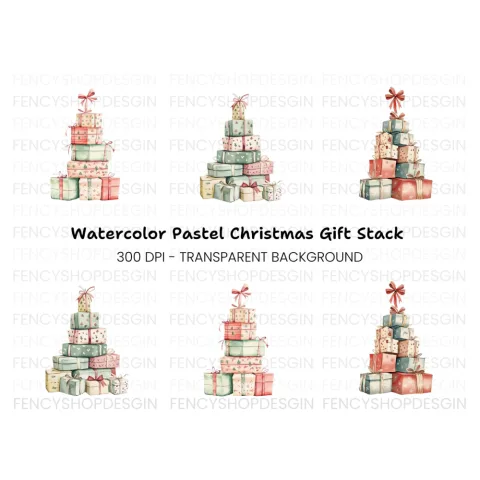 Stacked Christmas Presents Clipart Bundle