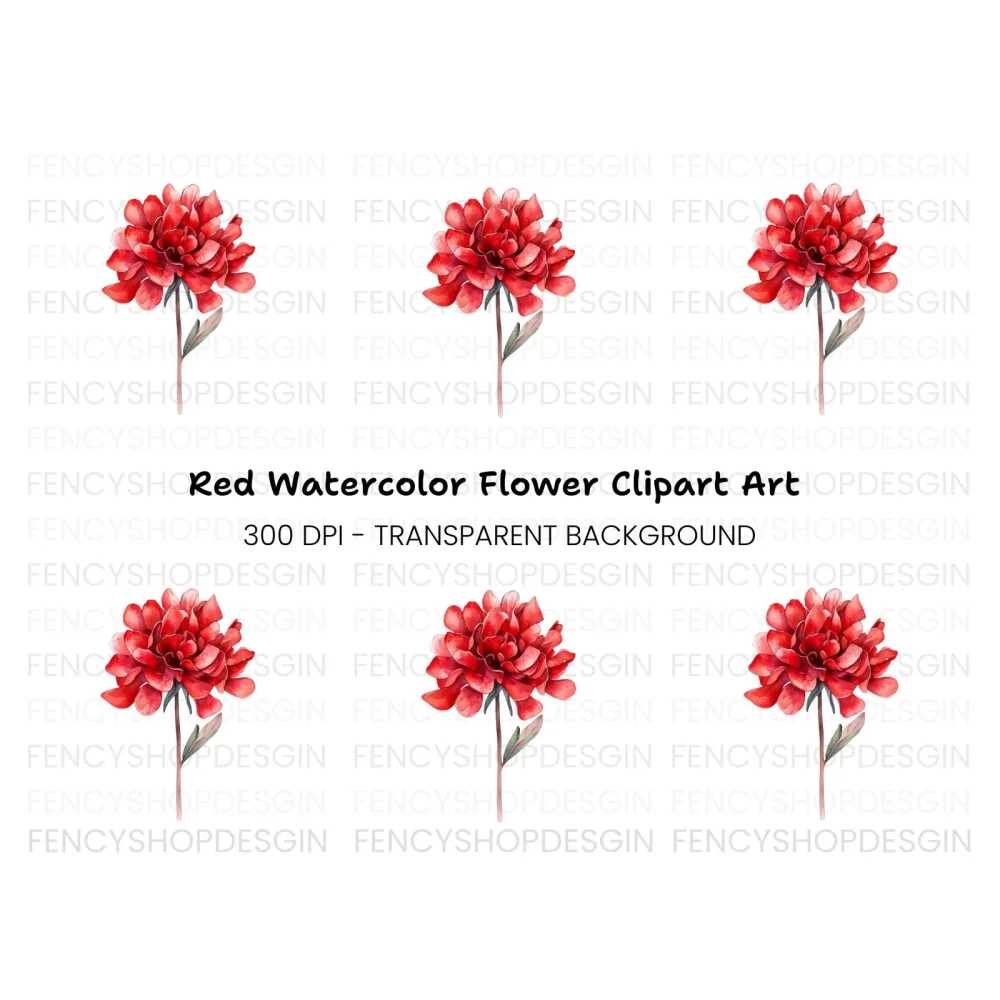 Vibrant Red Peony Clipart Bundle