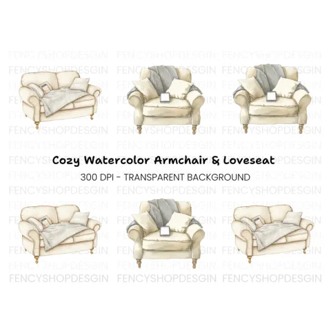 Cozy Armchair and Sofa Clipart Bundle