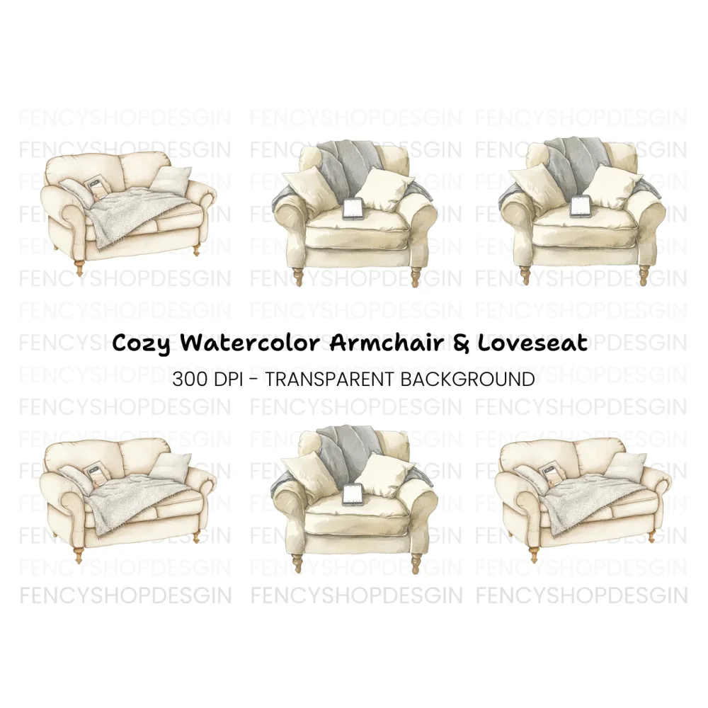 Cozy Armchair and Sofa Clipart Bundle
