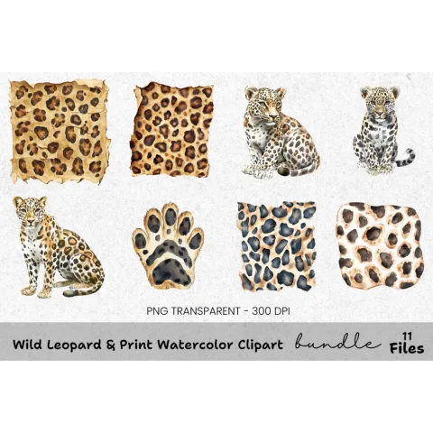 Wild Leopard Clipart Bundle
