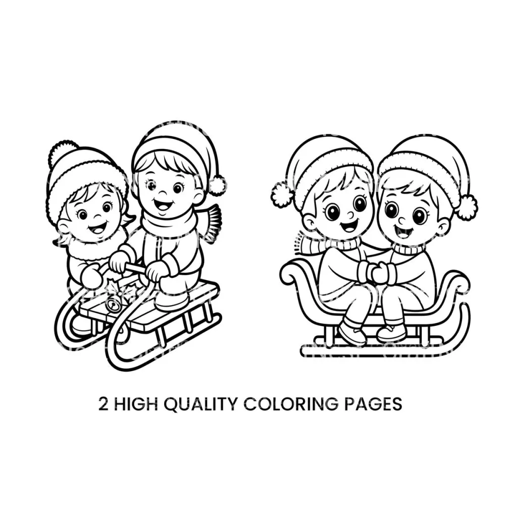 Winter Sledding Fun Coloring Books