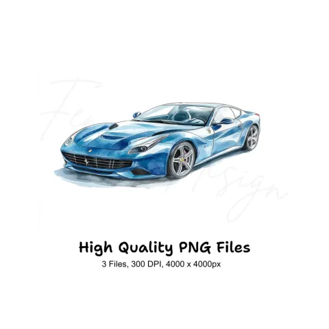 Dynamic Blue Sports Cars Clipart Bundle