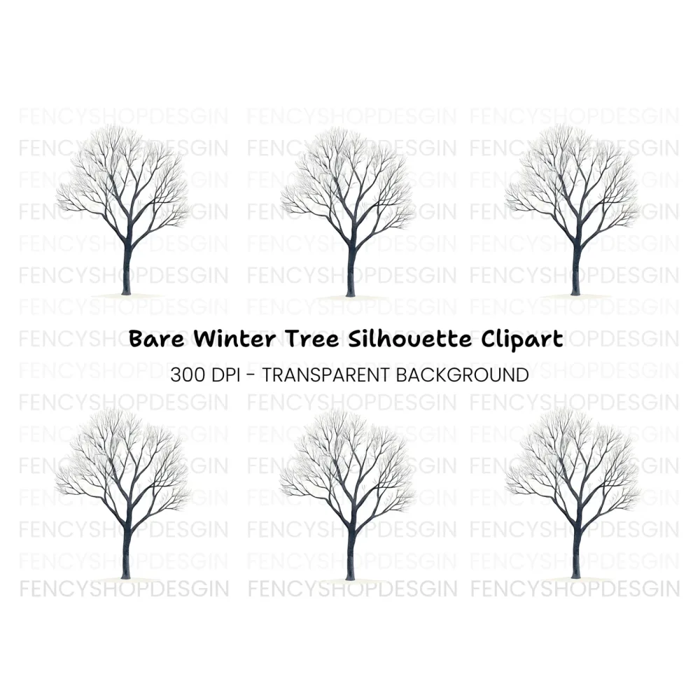 Winter Tree with Snow Clipart Bundle
