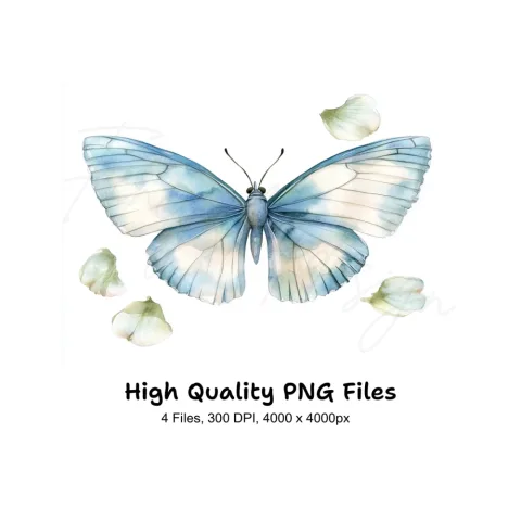 Blue Butterfly Clipart Bundle