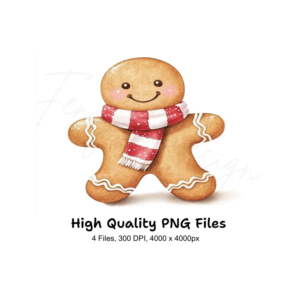 Cute Gingerbread Man with Scarf Clipart Bundle