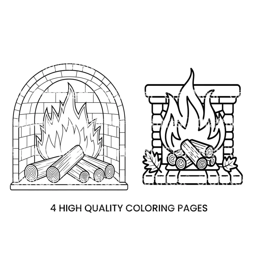 Warm Fireplace Coloring Books
