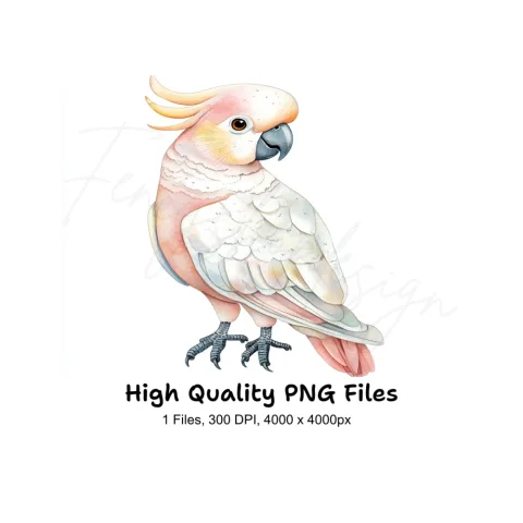 Pink and White Cockatoo Clipart Bundle