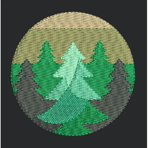 Trees With Moon Embroidery Design