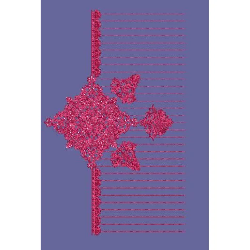 Ornate Pink Geometric Corner Motif Embroidery Design
