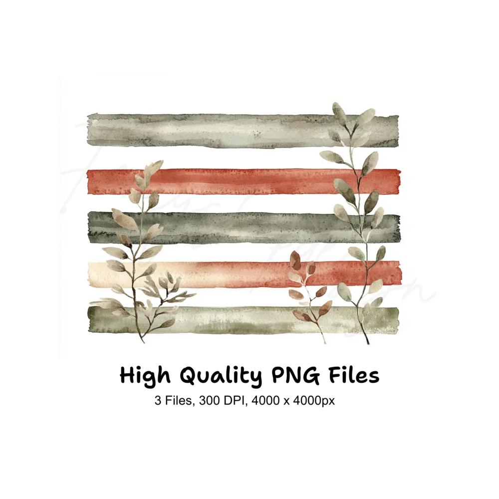 Stripes Botanical Clipart Bundle