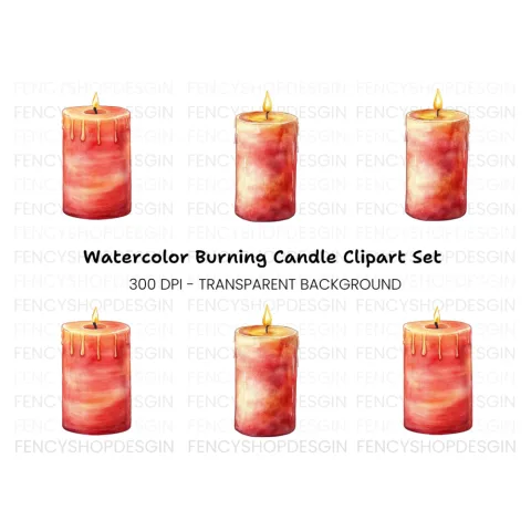 Red Candle Clipart Bundle