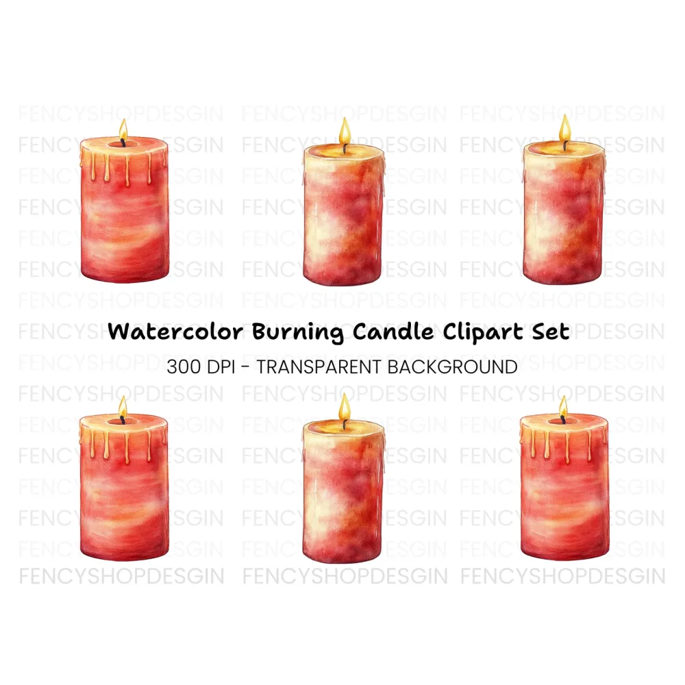 Red Candle Clipart Bundle