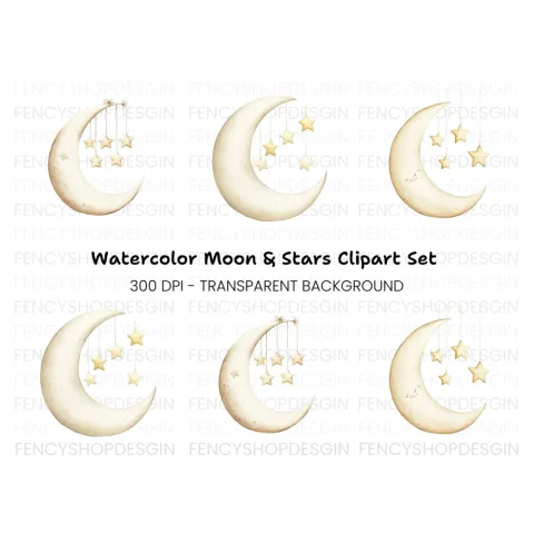Moon and Stars Clipart Bundle