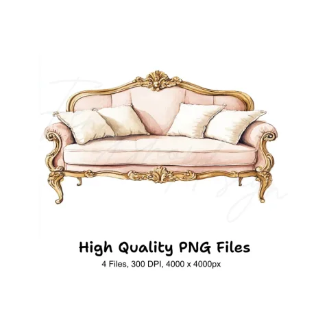 Luxury Vintage Sofas Clipart Bundle