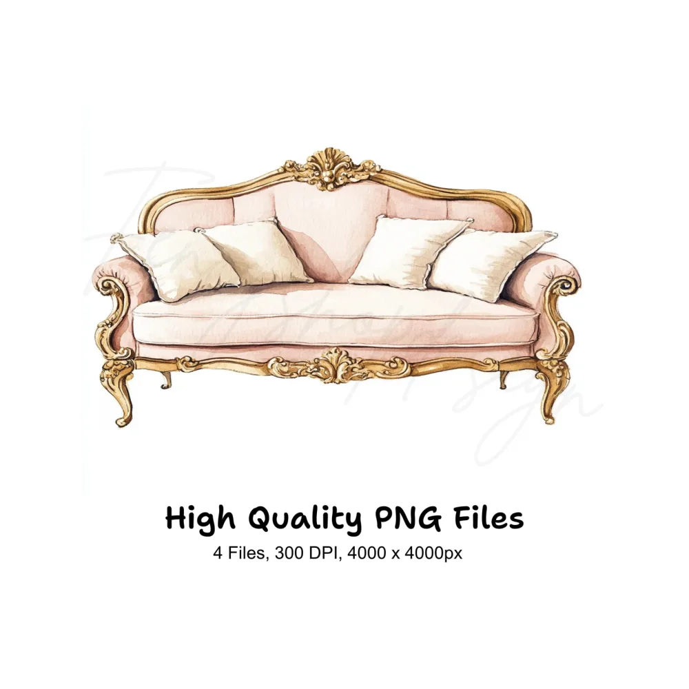 Luxury Vintage Sofas Clipart Bundle