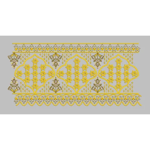 Star Flower Grid Border Trim Embroidery Design