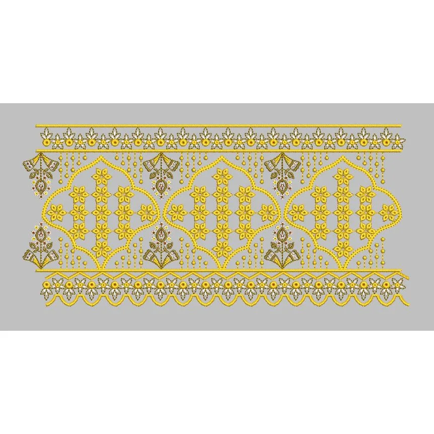 Star Flower Grid Border Trim Embroidery Design