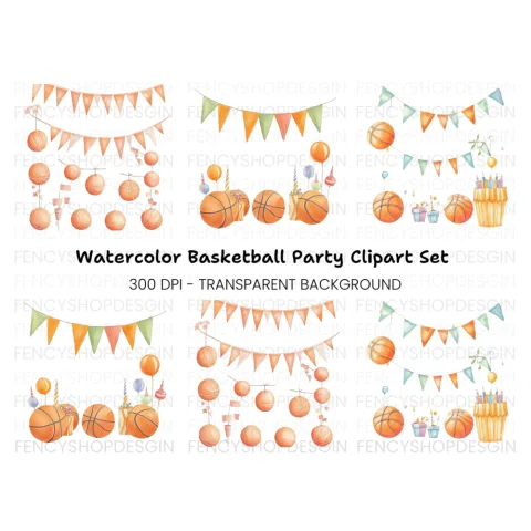 Basketball Birthday Party Clipart Bundle