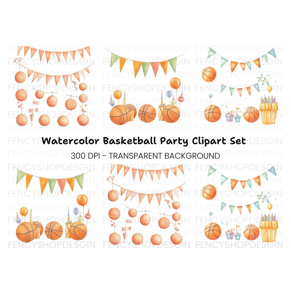 Basketball Birthday Party Clipart Bundle