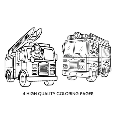 Cute Fire Truck and Snowman Driver Coloring Books
