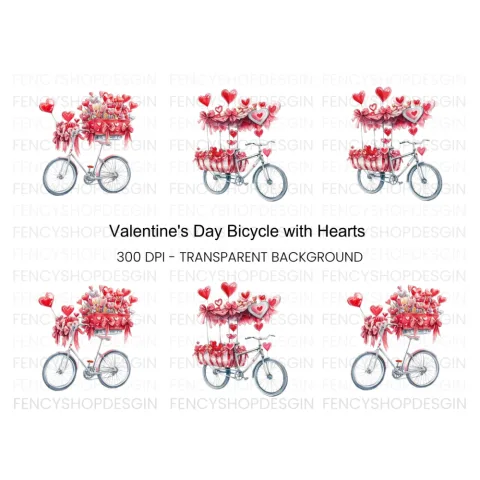 Valentine's Day Bicycle Clipart Bundle