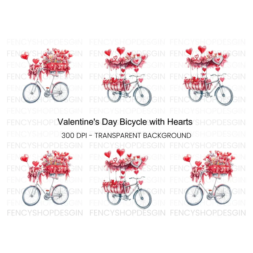 Valentine's Day Bicycle Clipart Bundle