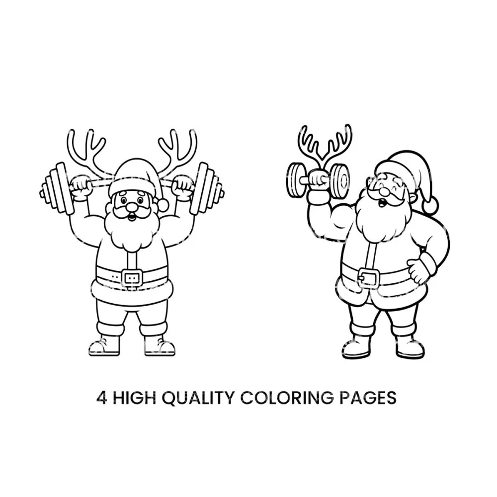 Strong Santa and Reindeer Coloring Books