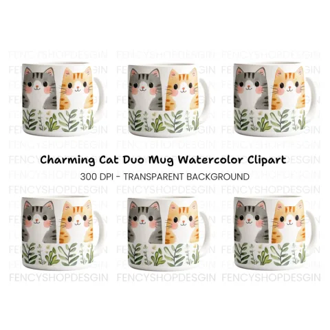 Cute Cat Duo Clipart Bundle