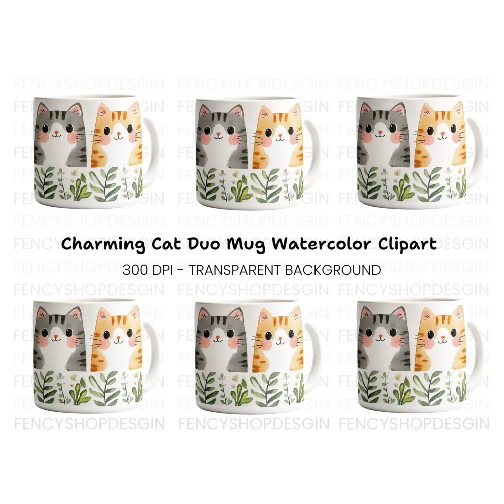 Cute Cat Duo Clipart Bundle